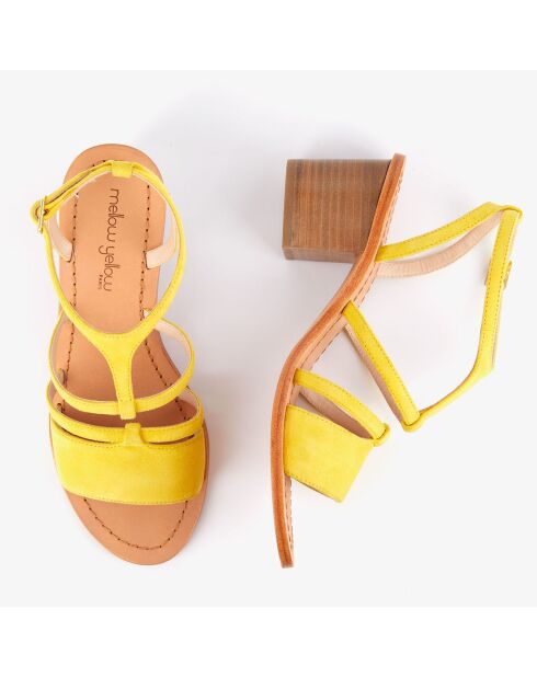 Sandales en Velours de Cuir Hwestcoast jaunes - Talon 6 cm